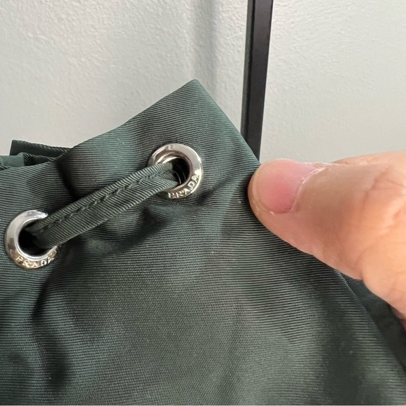Prada NYLON DRAWSTRING BUCKET POUCH (green) - Picture 5 of 17